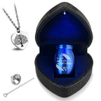 Small Purple Heart Urn for Ashes Keepsake with Light - Memorial Urn Set with Necklace, Funnel, Case