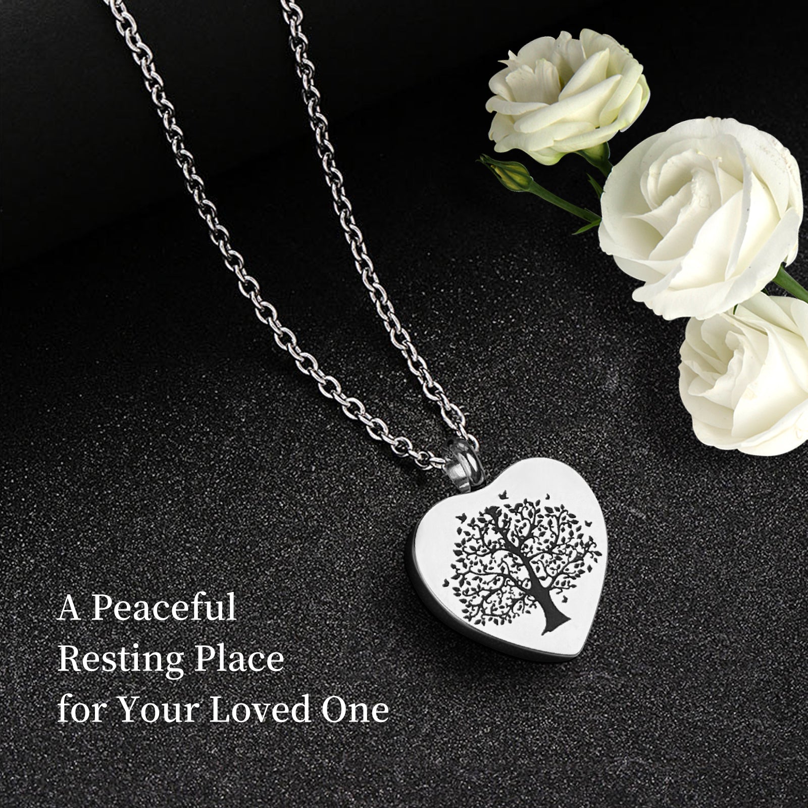 Small Purple Heart Urn for Ashes Keepsake with Light - Memorial Urn Set with Necklace, Funnel, Case