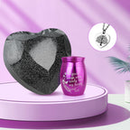 Small Purple Heart Urn for Ashes Keepsake with Light - Memorial Urn Set with Necklace, Funnel, Case