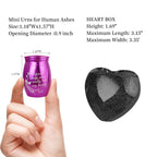 Small Purple Heart Urn for Ashes Keepsake with Light - Memorial Urn Set with Necklace, Funnel, Case